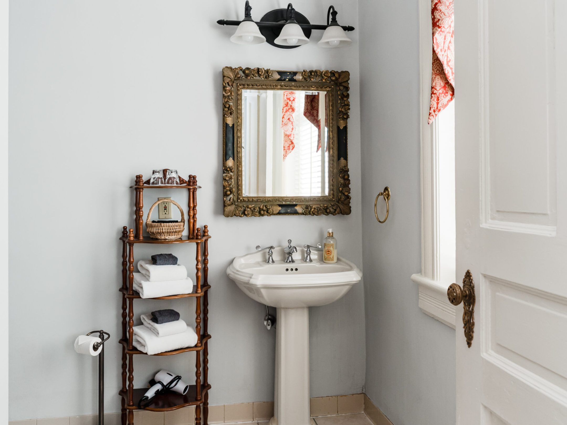 a sink and a mirror