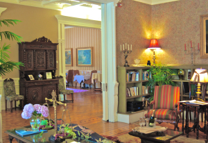 Relaxing in the Library at Mayor’s Mansion Inn