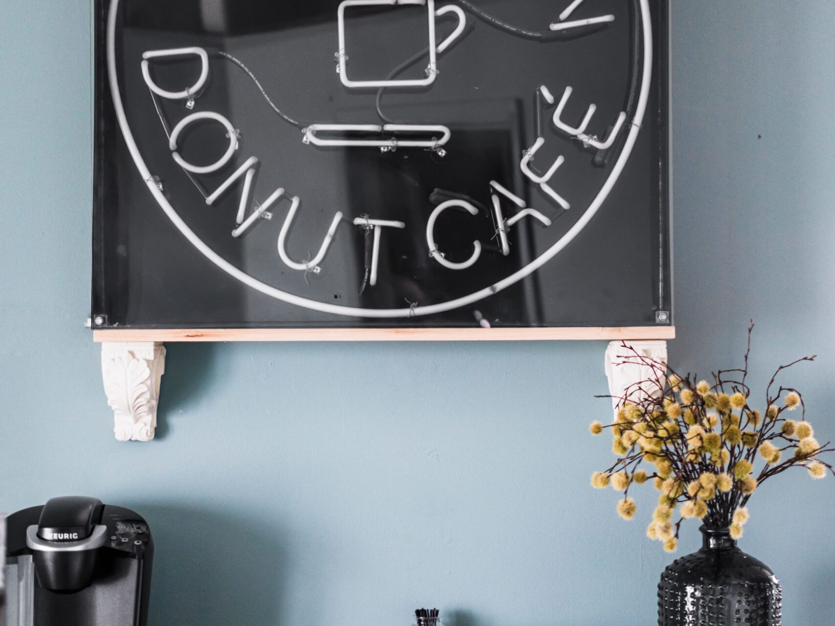 a clock that is on a table