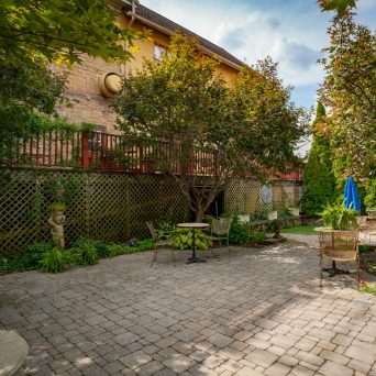 a group of people in a garden