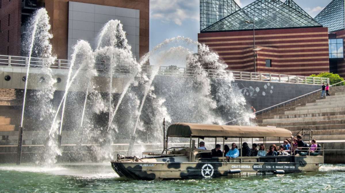 a boat parked on the side of a building